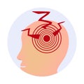 Headache. Symptom of influenza, allergies, bronchitis, pneumonia, sinusitis. Coronavirus. Icons headache. Infographics
