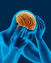 Headache x-ray scan of human head with brain side view Royalty Free Stock Photo