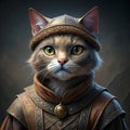 Cat Arya: Game of Thrones Warrior in Heroic Adventure Costume Royalty Free Stock Photo