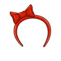 Headband with red bow. Woman Headdress for hair.