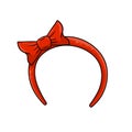 Headband with red bow. Woman Headdress for hair