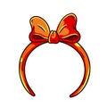 Headband with red bow. Woman Headdress for hair.