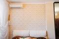 headboard of Classic bedroom interior and air conditioning Royalty Free Stock Photo