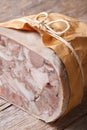 Headcheese tied with twine vertical Royalty Free Stock Photo