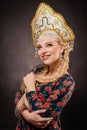 Headdress, girl, folk, portrait, white, russian, russia, dress,