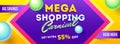 Header or banner design with 55% discount offer for Mega shopping.