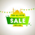 Header or banner design for Eid-Al-Fitr Sale with 50% off.