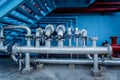 Header pipes valve zone and fire alarm control system at industrial plants Royalty Free Stock Photo