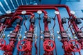 Header pipes valve zone and fire alarm control system at industrial plants Royalty Free Stock Photo