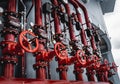 Header pipes valve zone and fire alarm control system at industrial plants