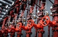 Header pipes valve zone and fire alarm control system at industrial plants Royalty Free Stock Photo