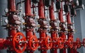 Header pipes valve zone and fire alarm control system at industrial plants Royalty Free Stock Photo