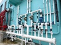 Header pipes valve zone and fire alarm control system at industrial plants Royalty Free Stock Photo