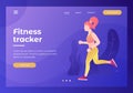 Header for website with picture of athletic girl on run with tracker. Cardio exercises.