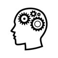 Human head gears tech logo, Cogwheel engineering technological inside brain, Artificial intelligence