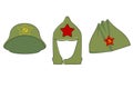Headgear in the era of the Soviet Union. 3 caps with the symbols of the USSR.