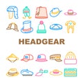 Headgear Stylish Head Clothes Icons Set Vector Royalty Free Stock Photo