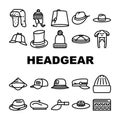 Headgear Stylish Head Clothes Icons Set Vector Royalty Free Stock Photo
