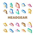 Headgear Stylish Head Clothes Icons Set Vector Royalty Free Stock Photo