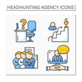 Headhunter agency color icons set