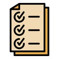 Headhunter checkmark list icon color outline vector