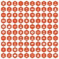 100 headhunter icons hexagon orange