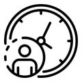 Headhunter time clock icon, outline style