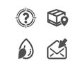 Headhunter, Water drop and Parcel tracking icons. Open mail sign. Vector