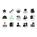 Headhunting black glyph icons set on white space. Human resources management, corporate recruitment, employment