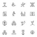 Headhunting and recruiting line icons set