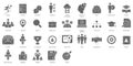 Headhunting And Recruiting minimal thin line and glyph web icon set. Included the icons as Job Interview, Career Path, Resume and