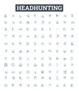 Headhunting vector line icons set. Recruiting, Hiring, Placement, Searching, Sourcing, Talent, Headhunting illustration