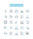 Headhunting vector line icons set. Recruiting, Hiring, Placement, Searching, Sourcing, Talent, Headhunting illustration