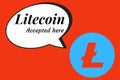 Litecoin coins accepted here template with speech bubbles