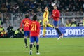 Heading duel Gerard Pique and Florin Andone