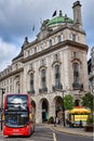 Heading to Waterloo, a red london double decker electric bus on Piccadilly Circus, London, England. Royalty Free Stock Photo