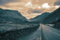 A4086 heading towards the Pass of Llanberis and Pen-y-pass.  Part of the Snowdonia National Park Royalty Free Stock Photo