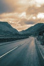 A4086 heading towards the Pass of Llanberis and Pen-y-pass.  Part of the Snowdonia National Park Royalty Free Stock Photo