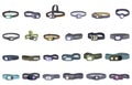 Headlamp icons set cartoon vector. Head flash Royalty Free Stock Photo