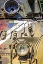 Headlamp of Ukrainian tank t-64 in the park as exponat. Kyiv Royalty Free Stock Photo