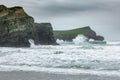 Headland Swell, Whipsiderry Beach, Porth, Newquay, Cornwall Royalty Free Stock Photo