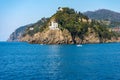 Headland and White Lighthouse of Portofino - Genoa Liguria Italy Royalty Free Stock Photo