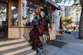 Headless Horseman Halloween Decorations at a Barbershop in Downtown Sleepy Hollow New York