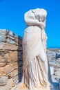 Headless sculptures at ancient ruins at Delos island in Greece