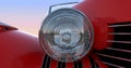 Headlight and hood of red retro car Royalty Free Stock Photo