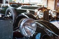 Headlight lamp black vintage classic car with vintage effect style pictures. Black classic car concept. Selective focus. Copy Royalty Free Stock Photo