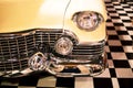 Headlight lamp vintage classic retro car at retro garage Royalty Free Stock Photo