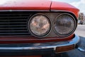 Headlight of a red retro classic car Royalty Free Stock Photo