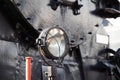 headlights on an old train, close-up, historical Royalty Free Stock Photo