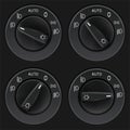 Headlights selectors. Car dashboard black elements